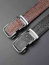 preiswerte Hochzeit ACC-Herren-Gürtel aus echtem Leder mit Krokodilmuster, schwarz &amp; braun, elegantes Accessoire für formelle und legere Anlässe wie Hochzeiten, Partys und den täglichen Geschäftsalltag