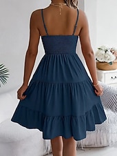 cheap Plain Dress-Women's Knee Length Dress Sundress Casual Dress Slip Dress Elegant Fashion Modern Outdoor Vacation Going out Regular Fit Plain Sleeveless Straps Black Yellow Pink Purple Summer Spring