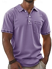 economico Polo classica da uomo-Per uomo Polo Camicia 100% cotone lavaggio acido Casuale Ferie Bavero Manica Corta Moda Essenziale Tinta unica Semplice Vintage ▾ angosciato Estate Primavera Tutte le stagioni Vestibilità regolare