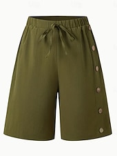 cheap Bermuda Shorts-Women's Bermuda shorts Shorts Summer Shorts Burmuda Shorts Vacation Fashion Casual Daily Knee Length Mid Waist Solid Color Plain Drawstring Elastic Waist Comfort Quick Dry Soft Inelastic Streetwear