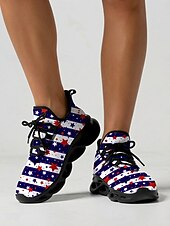  Scarpe da ginnastica da donna rosse con bandiera americana – scarpe da corsa leggere e traspiranti con cinturino e stelle patriottiche &Stile a righe per il giorno dell'indipendenza, parate, festival,