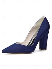 Χαμηλού Κόστους Μητέρα της Νύφης/του Γαμπρού-Γυναικεία μπλε σκούρο γόβες με ψηλό τακούνι, κομψά παπούτσια για τη μητέρα της νύφης για γάμο στην πόλη, άνετα παπούτσια με μυτερή μύτη και μεσαίο τακούνι για επίσημες εκδηλώσεις &amp;βραδινά ρούχα
