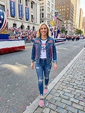  Женские слипоны USA 250-летия — удобные туфли с широким голенищем и звездным рисунком для парадов, Дня независимости и патриотических торжеств.