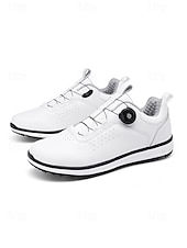 cheap Men's Golf Shoes-Men's Golf Shoes with Adjustable BOA Fit System – Premium Faux Leather, Stylish White Design for Golf &amp; Outdoor Sports