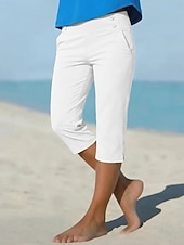 preiswerte Einfarbige Leggings-Damen Caprihose Stoffhosen Gemütliche Leggings Urlaub Basic Lässig Wadenlang Natürliche Taille Einfach Seitentaschen Geteilt Bequem Komfort Atmungsaktiv Hohe Elastizität Urlaub Yoga Straße Navy-Blau