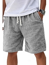 abordables Classique-Homme Shorts Shorts en Lin Shorts d'été Shorts de plage Short décontracté Cordon de serrage Taille Élastique Couleur Unie Léger Respirant Longueur Genou Quotidien Extérieur Vêtements de rue Mode
