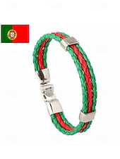economico Accessori-Bracciale da uomo intrecciato in similpelle, disponibile in diversi colori, ispirato alla bandiera americana, ideale per partite di calcio, tifosi, tifosi di football, per lo spirito di squadra e per un look casual da giorno di partita.