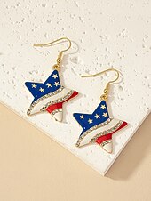 ieftine Accesorii-Set colier și cercei din aliaj pentru femei, modele cu inimioare și stele în mai multe stiluri, bijuterii patriotice, perfecte pentru aniversarea a 250 de ani de la SUA, Ziua Independenței și ținute casual de zi cu zi.