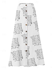 זול חצאיות קז'ואל-בגדי ריקוד נשים חצאית לחופשה אופנתי יום יומי מקסי מותניים גבוהים חצאיות פרחוני אותיות דפוס קשיח יומי רחוב לבן צהוב ורוד מסמיק קיץ פוליאסטר