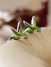 halpa Naisten korvakoru-naisten kolibri-korvakorut, metalliseosmateriaali, boho-tyyli, värikäs emalikuvio, kevyet ja ainutlaatuiset, täydelliset lomalle, matkoille ja rentoon arkikäyttöön