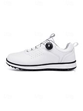 cheap Men's Golf Shoes-Men's Golf Shoes with Adjustable BOA Fit System – Premium Faux Leather, Stylish White Design for Golf &amp; Outdoor Sports