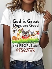 economico Maglietta di Umorismo &amp; Citazioni-Festa di San Patrizio Per donna Maglietta Stampato Grafico Animale Lettera Vintage Elegante Classico Manica Corta Girocollo Top Regolari Quotidiano Weekend Blu Nero Bianco Rosa Viola Estate Primavera