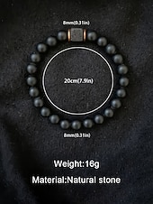 abordables Accessoires de vacances-Bracelet pour homme en perles de pierre volcanique, deux styles, perles de lave noire mate, bijou tendance et décontracté, parfait pour le quotidien et les voyages.