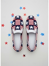 abordables Zapatos de mujer-Mocasines para mujer conmemorativos del 250.º aniversario de EE. UU.: zapatos planos sin cordones con estrellas y rayas patrióticas para celebraciones del Día de la Independencia de 2026, picnics al aire libre y desfiles festivos.