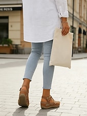 economico Sandali con zeppa-sandali da pescatore casual da donna con punta chiusa – scarpe comode e traspiranti con cinturino regolabile per camminare e per l'uso all'aperto