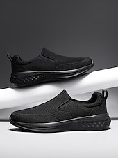 voordelige Heren-Grijze gebreide instapsneakers voor heren – lichtgewicht casual schoenen voor eiland- en cruisevakanties, ademende schoenen voor op reis en in resorts.