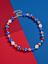  Патриотический женский набор украшений из смоляных бусин: ожерелье и браслет, посвященный 250-летию США, Дню независимости, для повседневной носки и путешествий.