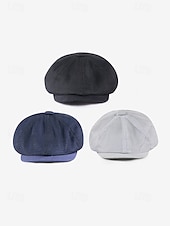 お買い得  メンズ帽子-メンズ用通気性メッシュニュースボーイキャップ、複数色展開、軽量ポリエステルアイビーハット、普段使い、旅行、休暇、夏の屋外スタイリングに最適