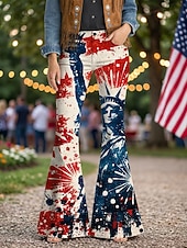  250e anniversaire des États-Unis Rétro Vintage Années 1970 Pantalon Pantalons à pattes d'éléphant Hippie Disco Taille haute Déguisement Femmes Mascarade 4 Juillet Soirée Jour de l'indépendance Adulte