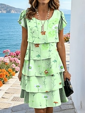 abordables Robes fleuries-Femmes Mini Robe Robe fourreau Vacances Occasionnel Quotidien Date Coupe régulière Fleuri Graphique Manche Courte Col ras du cou Bleu Rose Claire Violet Vert Été Printemps