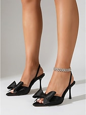 Недорогие Мать невесты/жениха-Женские фиолетовые босоножки на высоком каблуке с бантом для гостей на свадьбе — элегантные босоножки с ремешками, идеально подходящие для мам, посещающих городские свадьбы.