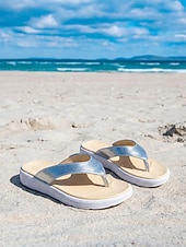 abordables Femmes-Tongs dorées pour femmes - sandales de marche orthopédiques confortables avec semelle sport rembourrée, idéales pour les vacances à la plage et les voyages d'été. &amp;confort balnéaire toute la journée