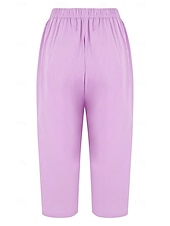 Недорогие Роскошные брюки-Жен. Широкие Льняные брюки Штаны Чино Отпуск Мода Классический Полная длина Нормальная Полотняное плетение Кулиска Плиссировка Карман Комфорт Легкость Дышащий Неэластичная