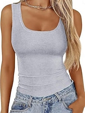 economico Serbatoio Semplice-Per donna Maglietta Semplice Moda Elegante Classico Senza Maniche Collo a U Top Regolari Quotidiano Uscire Weekend Blu Nero Bianco Vino Verde Estate Primavera