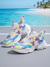 preiswerte Damen Laufschuhe-Damen-Laufschuhe mit Batikmuster und Schnürung – atmungsaktive, leichte Mesh-Sneaker zum Joggen, Strandlaufen und fürs Fitnessstudio &amp;Freizeitkleidung