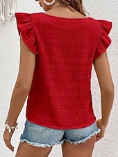 economico Bluse Eleganti-Per donna Camicia Blusa Maglietta senza maniche Volant Semplice Elegante Classico Moderno Senza Maniche Collo quadrato Top Regolari Quotidiano Ferie Uscire Blu Nero Bianco Verde Azzurro Estate