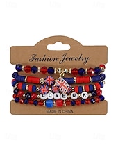 preiswerte Zubehör-Damen-Armbandset in Flaggenfarben, stapelbarer Fächerschmuck aus Legierung in verschiedenen Länderdesigns für Fußballspiele, Teamunterstützung, lässige Alltagskleidung und Spieltagsoutfits.