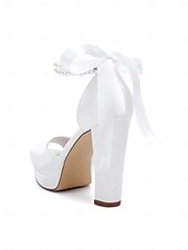 economico sposa-sandali con plateau color avorio bianco da donna - eleganti tacchi da sposa con cinturini di perle per matrimoni in chiesa