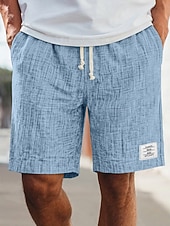 ieftine Retro-Bărbați Pantaloni Scurți Pantaloni scurți de vară Pantaloni scurți de plajă Pantaloni scurți casual Cordon Talie elastică Simplu Culoare solidă Texturat Confort Lungimea genunchiului Zilnic În aer