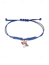cheap Accessories-Unisex Alloy &amp; Polyester Adjustable USA Flag Bracelet, Multi-Color Patriotic Charm Rope Bracelet for America 250th Anniversary, Independence Day, Casual Wear, Travel and Vacation Styling