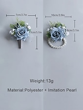 abordables Mariage ACC-Ensemble boutonnière et bracelet de mariée pour homme, en polyester bleu clair à motif floral artificiel, idéal pour les mariés, les bals de fin d'année, les fêtes et les soirées formelles.