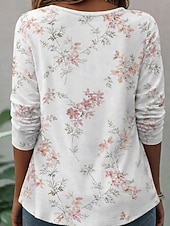 Χαμηλού Κόστους Floral μπλουζάκι-Γυναικεία Μπλουζάκι Στάμπα Φλοράλ Γραφική Φυτά Στυλάτο Κλασσικό Μοντέρνα Μακρυμάνικο Στρογγυλή Ψηλή Λαιμόκοψη Μακριές μπλούζες Καθημερινά Σαββατοκύριακο Ρούχα διακοπών