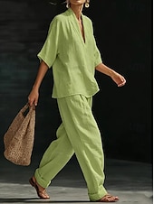  Dámské Sady bavlněného prádla Poloviční rukáv Do V Bez vzoru prázdniny Denní Ležérní Denní Vodní modrá Černá Bílá Jaro léto