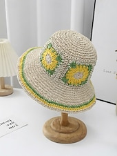 preiswerte Urlaubszubehör-Gewebter Damen-Sonnenhut im Boho-Stil, mehrfarbig, faltbar, perfekt für Strand- und Resorturlaube sowie als lässiger Alltagsbegleiter