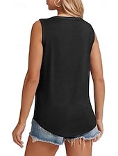 ieftine Rezervor simplu-Pentru femei Bluză Tricouri Culoare solidă Stilat Casual Fără manșon Stil Nautic Topuri lungi Zilnic Sport Ieșire Negru Alb Roz Îmbujorat Vară Primăvară