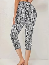 economico -Per donna Chinos Leggings Vacanza Streetwear Casual Capri Vita Alta Floreale Grafico Stampa Comodità Morbido Confortevole Elasticizzato Casuale Quotidiano All'aperto Nero Estate Primavera Autunno