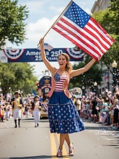  dame rødblå USA 250-årsjubileumsflaggtrykk kileformede flip-flop-sandaler, patriotiske komfortable sommerslippers til uavhengighetsdagen og høytidsfester &fritidsklær