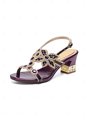 economico Madre della Sposa/Sposo-sandali da donna con tacco basso decorati blu - eleganti scarpe da mamma per matrimoni in chiesa, occasioni formali