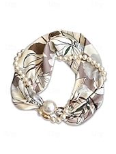 preiswerte Urlaubszubehör-Magnetische Schal-Halskette aus Polyester und Kunstperlen für Damen, modisches, mehrfarbiges Design, geeignet für Alltag, Reisen und Urlaub