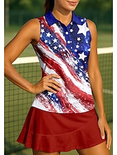 economico Camicia Donna-250° anniversario dell'America Giornata dell'indipendenza Per donna Geometrico Bandiera Nazionale Top Maglietta sportiva Polo da golf Canotta Senza Maniche Floreale Bottoni UPF50+ Resistente ai Raggi