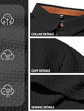  Per uomo Testurizzato Polo a Maglia Waffle Casuale Affari Classico Manica Corta Moda Moderno Tinta unica Asciugatura Rapida Bottoni Estate Primavera Vestibilità regolare Blu Nero Bianco Blu marino
