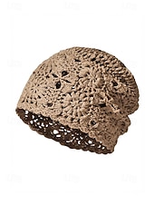 Недорогие Женские шляпы-Женская вязаная шапка-бини в стиле бохо с цветочным принтом, из хлопковой смеси, разных цветов, для повседневной носки, путешествий, отдыха и пляжного курорта.