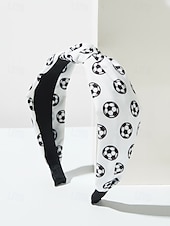 billiga Tillbehör-Knuten polyesterhårband med fotbollstryck i flera färger för kvinnor, håraccessoar för fotbollsfans, för fotbollsmatcher, lagstöd och vardagskläder
