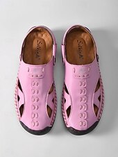 economico Zoccoli e pianelle da donna-Sandali da donna gialli per esterni: comode scarpe estive traspiranti in pelle antimicrobica, ideali per passeggiate, vacanze, giardino e per l'uso quotidiano.
