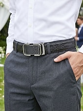 preiswerte Hochzeit ACC-Herren-Gürtel aus echtem Leder mit Krokodilmuster, schwarz &amp; braun, elegantes Accessoire für formelle und legere Anlässe wie Hochzeiten, Partys und den täglichen Geschäftsalltag