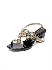 economico Madre della Sposa/Sposo-sandali da donna con tacco basso decorati blu - eleganti scarpe da mamma per matrimoni in chiesa, occasioni formali